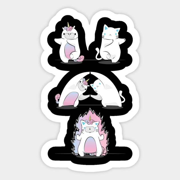 Pussycat with Unicorn Fusion Sticker by avshirtnation